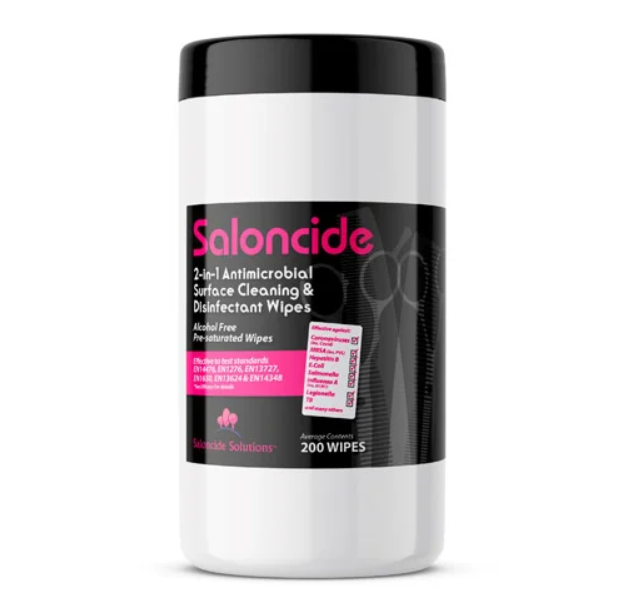 Saloncide Anti-Microbial 2-in1 Cleaning & Sanitising Tub Wipes 200 sheets