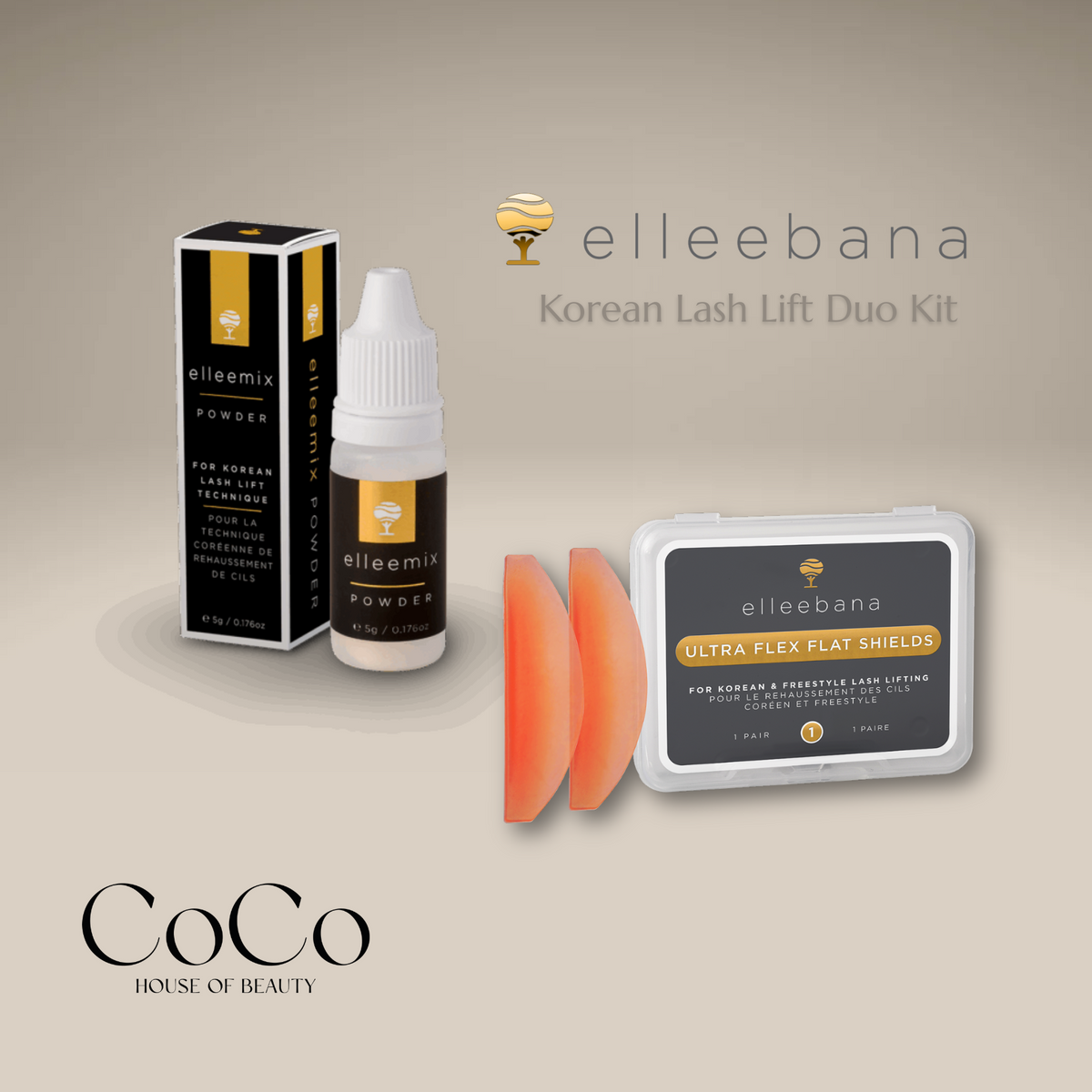 Elleebana Korean Lash Lift Duo Kit with Elleemix Powder and Super Flat Shields