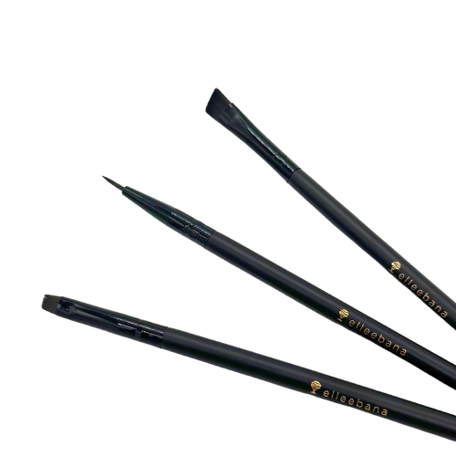 Elleeebana ElleeBRUSH Trilogy Set, brow and lash brush trio,Angle Tip brush, Fine Tip brush, Flat Tip brush, professional lash tools, reusable brushes, precision brow brush set, salon brush kit, synthetic fiber brushes