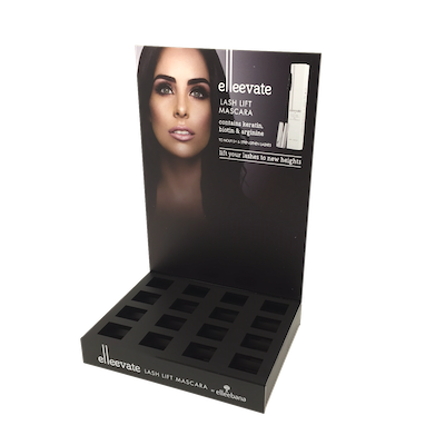 Elleebana display, retail stand, empty display case, Elleeplex display, Elleevate display, product showcase, salon display, counter stand, aftercare retail, brand display