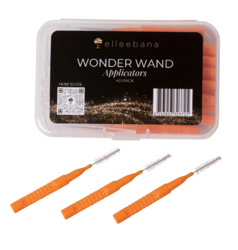 Elleeebana Wonder Wands, reusable salon wands, Fuzzy Peach wands, 40 wand set, tool storage wands, salon eco tools, reusable applicators, stylish salon accessory, brow tool organizer, trendy salon wands